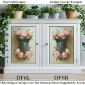 Steampunk korset & Roze Pioenrozen DF6R decoupage Tissuepapier