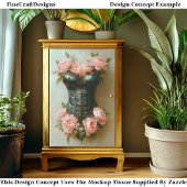 Steampunk korset & Roze Pioenrozen DF6R decoupage Tissuepapier