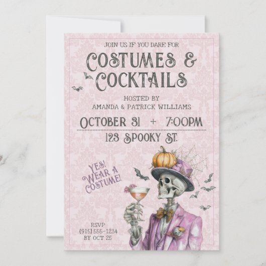 Steampunk kostuum cocktails volwassenen Halloween Kaart (Voorkant)