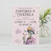 Steampunk kostuum cocktails volwassenen Halloween Kaart (Staand voorkant)