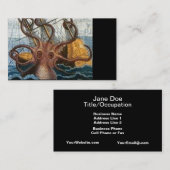 Steampunk Kraken Giant Octopus Nautical Visitekaartje (Voorkant / Achterkant)