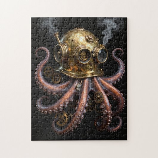 Steampunk Kraken Octopus Duikhelm Legpuzzel (Verticaal)