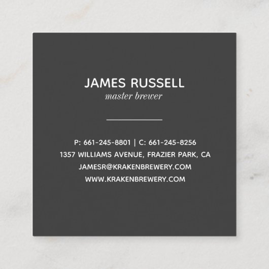 Steampunk Kraken Square Visitekaartje (Achterkant)