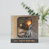 Steampunk kraken vrijgezellenfeest kaart (Staand voorkant)