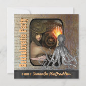 Steampunk kraken vrijgezellenfeest kaart (Voorkant)