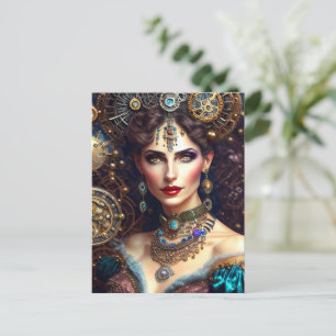 Steampunk krijger prinses briefkaart