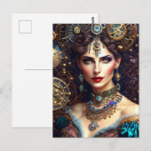 Steampunk krijger prinses briefkaart (Voorkant / Achterkant)