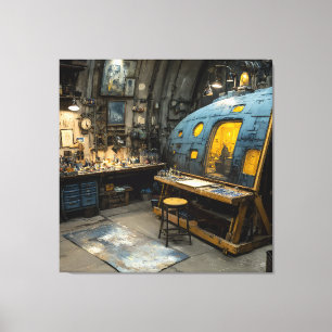 Steampunk Kunstenaar Onderzeeër Studio Chaos Canvas Afdruk