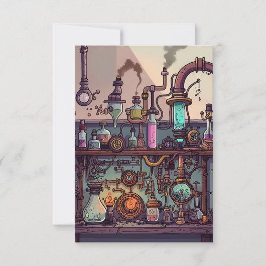Steampunk Laboratorium Bedankkaart (Voorkant)