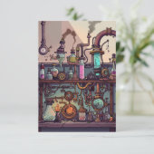 Steampunk Laboratorium Bedankkaart (Staand voorkant)