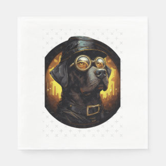 Steampunk Labrador Dog in Cartoon Aviator Stijl Es Servet