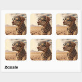 Steampunk Labrador Retriever Dog Vierkante Sticker (Vel)