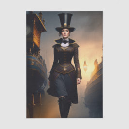 Steampunk Lady & Air Ship Tissuepapier