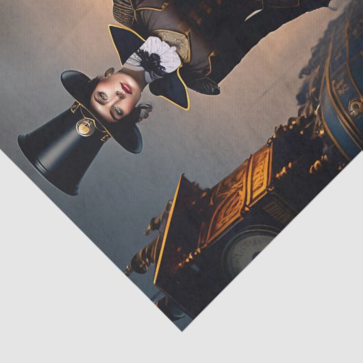 Steampunk Lady & Air Ship Tissuepapier (Detail)