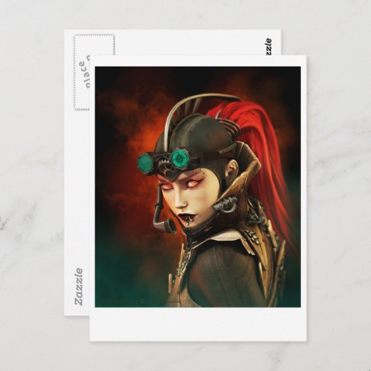 Steampunk Lady Briefkaart (Voorkant / Achterkant)