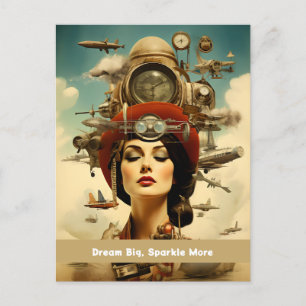Steampunk Lady Dream Big, Sparkle Meer Briefkaart