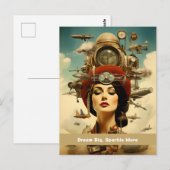 Steampunk Lady Dream Big, Sparkle Meer Briefkaart (Voorkant / Achterkant)