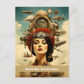 Steampunk Lady Dream Big, Sparkle Meer Briefkaart (Voorkant)