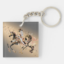 Steampunk Lady en mechanische paarden Sleutelhanger