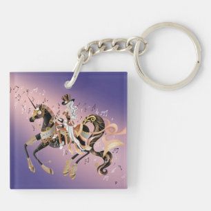 Steampunk Lady en mechanische paarden Sleutelhanger
