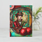 Steampunk Lady-geïnspireerde kerst Kaart (Staand voorkant)