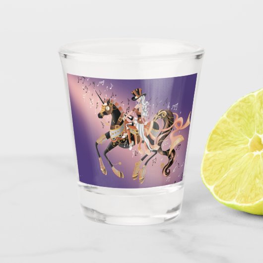 Steampunk Lady & Horse Shot glass Glas (Voorkant)