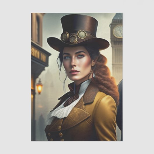 Steampunk Lady in Londen Tissuepapier (Voorkant)