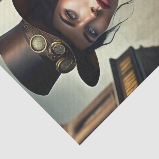 Steampunk Lady in Londen Tissuepapier (Detail)