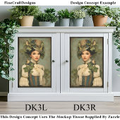 Steampunk Lady in Pet, Ivy & Birds DK3L Decoupage Tissuepapier