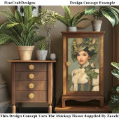 Steampunk Lady in Pet, Ivy & Birds DK3R Decoupage Tissuepapier