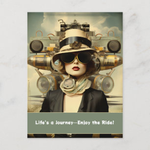 Steampunk Lady Life's a Journey—Enjoy the Ride! Briefkaart