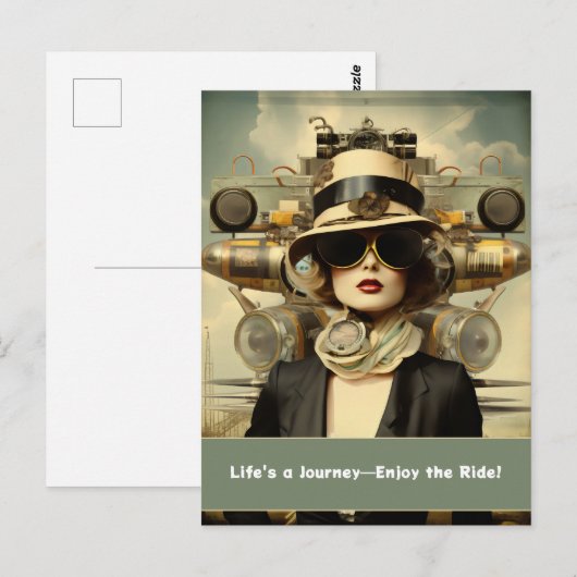 Steampunk Lady Life's a Journey—Enjoy the Ride! Briefkaart (Voorkant / Achterkant)