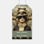 Steampunk Lady Life's a Journey—Enjoy the Ride! Cadeaulabel (Voorkant)