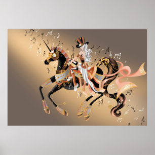 Steampunk Lady & Mechanisch Paard Poster
