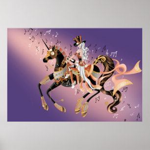 Steampunk Lady & Mechanisch Paard Poster