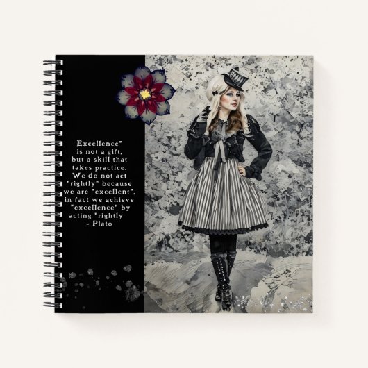  Steampunk Lady Plato Quote Black Journal Notitieboek (Voorkant)