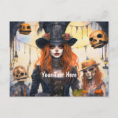 Steampunk Lady Skulls Party Uitnodiging Briefkaart (Voorkant)