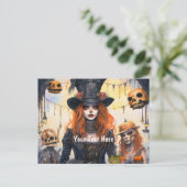 Steampunk Lady Skulls Party Uitnodiging Briefkaart (Staand voorkant)