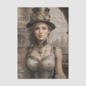 Steampunk Lady, Victoriaans vrouw Ephemera Tissuepapier (Voorkant)