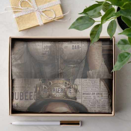 Steampunk Lady, Victoriaans vrouw Ephemera Tissuepapier (Geschenk)