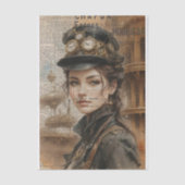 Steampunk Lady, Victoriaans vrouw Ephemera Tissuepapier (Voorkant)