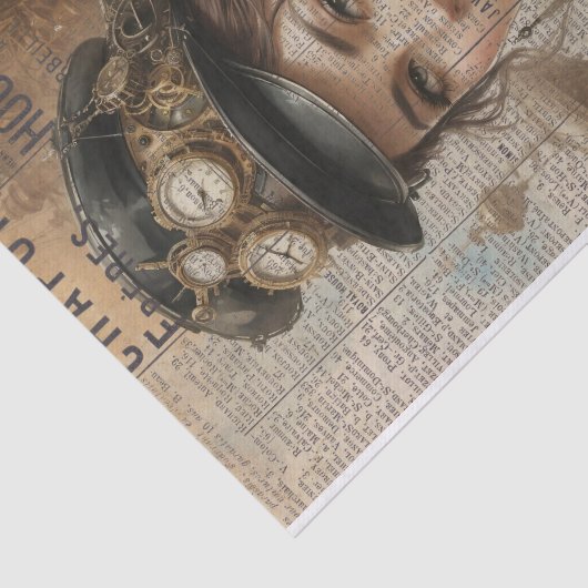 Steampunk Lady, Victoriaans vrouw Ephemera Tissuepapier (Detail)