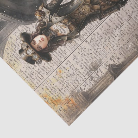 Steampunk Lady, Victoriaans vrouw Ephemera Tissuepapier (Detail)