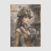 Steampunk Lady, Victoriaans vrouw Ephemera Tissuepapier (Voorkant)