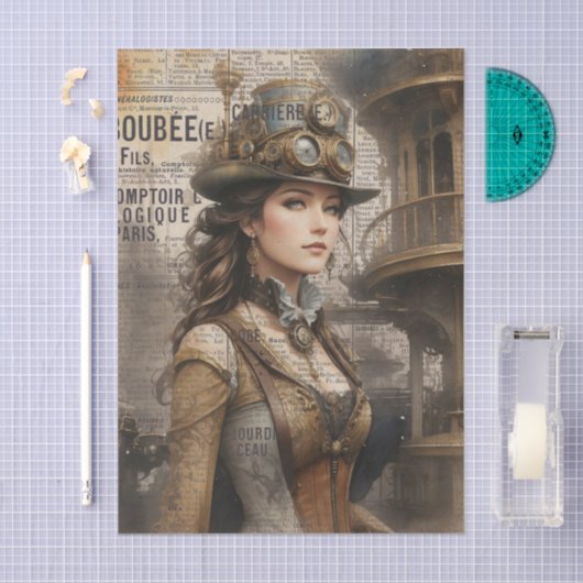 Steampunk Lady, Victoriaans vrouw Ephemera Tissuepapier (Craft)