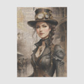 Steampunk Lady, Victoriaans vrouw Ephemera Tissuepapier (Voorkant)