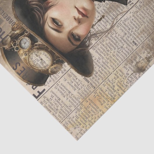 Steampunk Lady, Victoriaans vrouw Ephemera Tissuepapier (Detail)