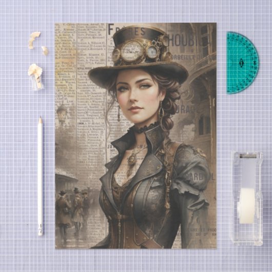 Steampunk Lady, Victoriaans vrouw Ephemera Tissuepapier (Craft)