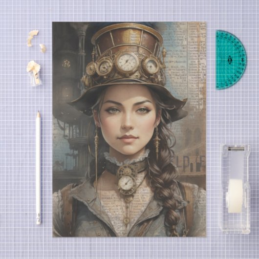 Steampunk Lady, Victoriaans vrouw Ephemera Tissuepapier (Craft)