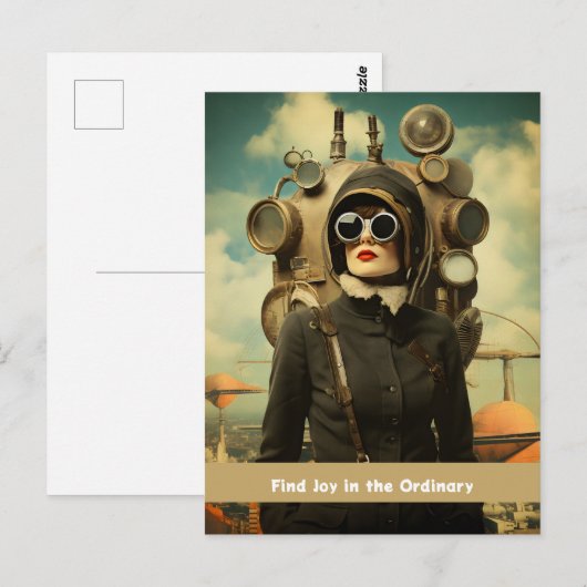 Steampunk Lady Vind vreugde in het gewone Briefkaart (Voorkant / Achterkant)
